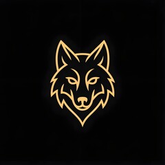 Fototapeta premium Minimalistic fox Logo Design on black background 