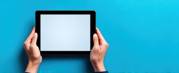 The tablet in hands ready for creative digital presentations.