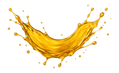 Gold lubricant oil flowing smoothly with a splash.