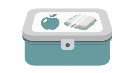 Illustration of a lunchbox filled with a sandwich and an apple