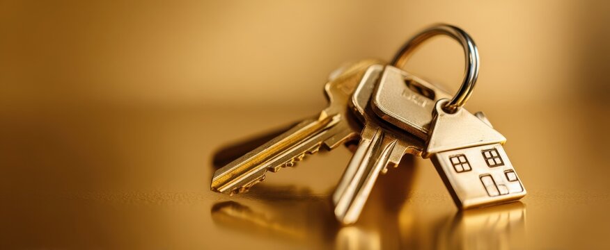 The keys representing home ownership and security on a golden background.