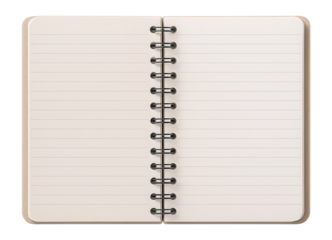 Open spiralbound notebook with blank lined pages.