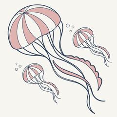 Three jellyfish illustration drawing art