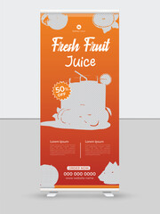 Naklejka premium Fruit and juice roll up banner design template