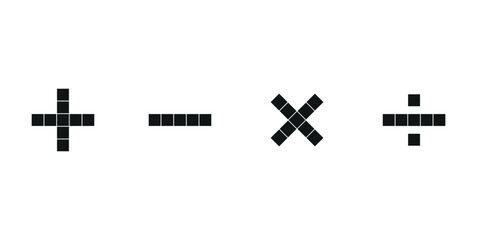 Four Basic Mathematics Symbols. Multiplication, Division, Addition and Subtraction.