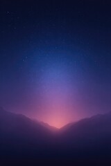 Soft gradient of purple and blue lights illuminates serene mount