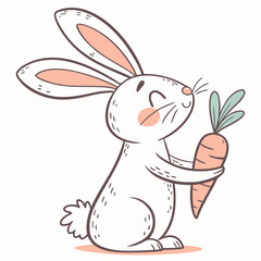 Cute bunny holding a carrot illustration