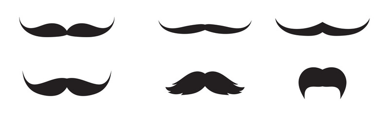 Set of mustache silhouette vector, Silhouettes of moustache collection. vector illustration EPS 10