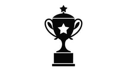 Black silhouette of a trophy with a star on top and a star in the center