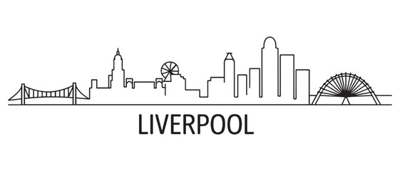 Liverpool Line Art skyline. Black Liverpool city. with white background