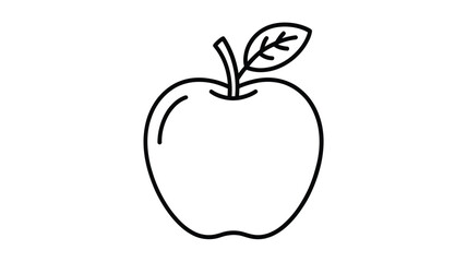 Simple outline drawing of a fresh apple with a leaf