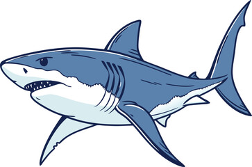Realistic Shark Illustration. Fierce Shark Ocean Artwork. Colorful Shark Marine Illustration. Detailed Shark Creative Drawing. Great White Shark Illustration. Swimming Shark Clipart Design