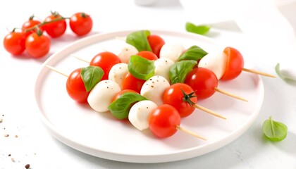 Fresh mozzarella and cherry tomato skewers