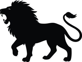  lion roaring vector, predator silhouette illustration