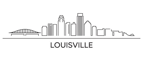 Obraz premium Louisville Line Art skyline. Black Louisville city. with white background