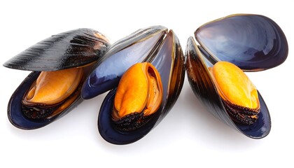 Fresh mussels on white background
