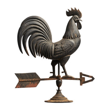 Dark rooster weathervane with arrow.  Rustic, vintage style