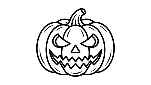 Scary jack o lantern halloween pumpkin outline drawing