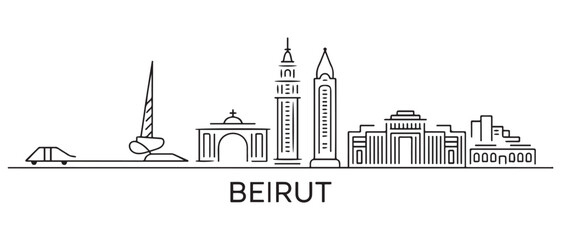 Beirut Line Art skyline banner. Beirut, Lebanon. with white background