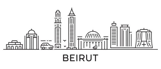 Beirut Line Art skyline banner. Beirut, Lebanon. with white background