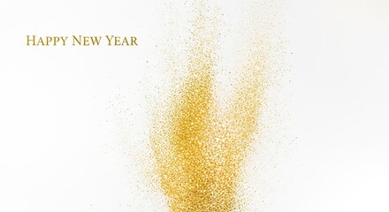 Happy new year golden glitter background for festive season celebration and party invitation design template