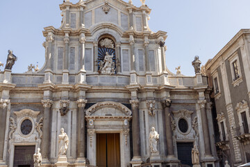 Historic Saint Agatha church front in Catania, Italy