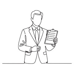 Businessman Checklist Continuous Line Art Vector | Task Management, Productivity, Corporate Success