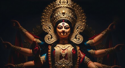 Majestic Goddess Durga Idol with Multiple Arms