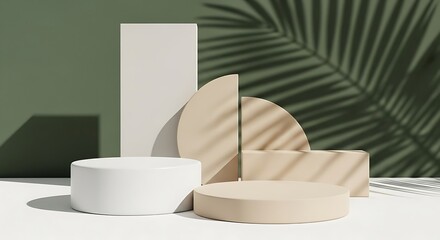 Minimalist Product Backdrop with Geometric Shapes and Natural Shadows