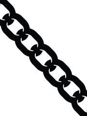 Thick black metal chain links on a white background