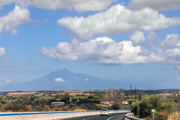 Scenic road leading to Mount Etna