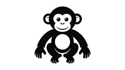 Cute cartoon monkey sitting with a friendly smile