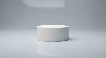 Minimalist white cylindrical display platform for product presentation and showcasing