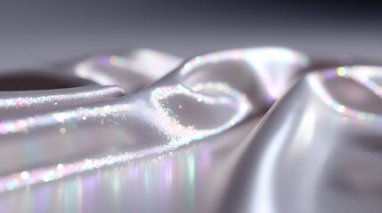 Abstract Shiny Metallic Silver Foil with Reflective Surface and Soft Folds in Studio Lighting