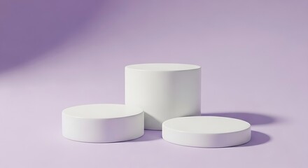 Minimalist White Product Display Pedestal on Light Purple Background