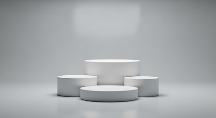 Minimalist Product Display Platform White Cylinders on Neutral Background
