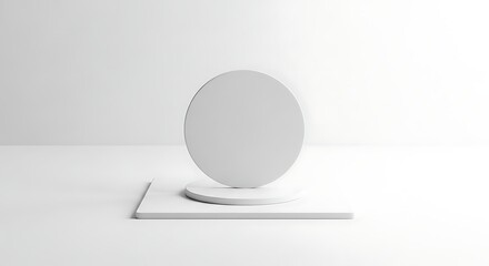 Minimalist White Product Display Stand Circle and Square Geometry