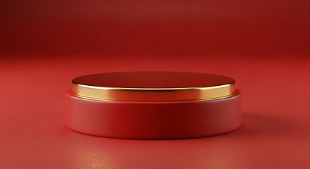 Elegant Red and Gold Podium for Product Presentation Luxury Display Stand Background