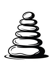 Stacked smooth stones in a balanced pyramid shape