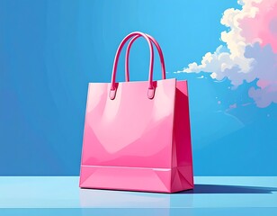 Pink shopping bag on a pastel background