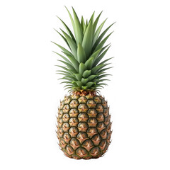 Fototapeta premium Whole ripe pineapple with green leaves isolated on transparent background