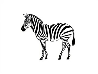 Fototapeta premium Zebra standing calmly with distinctive black and white stripes 