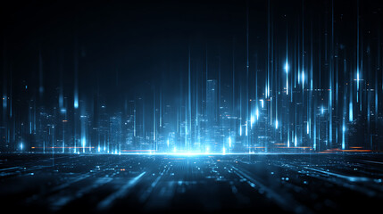 abstract blue digital finance futuristic hud gui ux design with business elements background modern technology innovation screen lines and cyber visualization