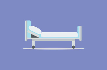 Hospital bed graphic illustration isolated on a purple background vector