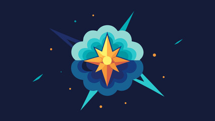 Abstract vector illustration of a bright blue star flower with glowing light and a winter holiday pattern decoration