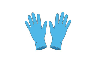 Two blue medical gloves on white background for protection concept