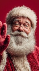 Santa Claus greets children with warmth and joy in a festive setting during the Christmas season