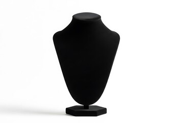 Black velvet necklace bust display isolated on white background