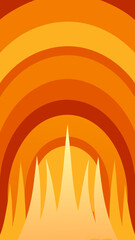 Abstract vector illustration of a fiery orange sun and sea backdrop, a dynamic art design with light and flame symbols