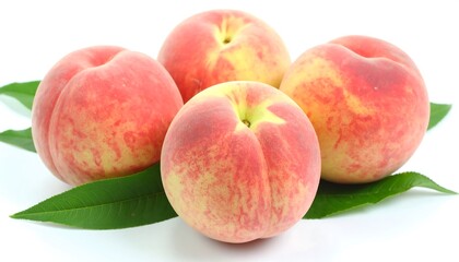 Fresh peaches with leaves